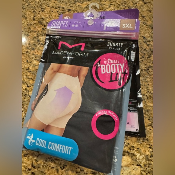 Maidenform Flexees Shapes 3XL Black Cool Comfort Booty Lift Shorty Shapewear - Picture 1 of 2